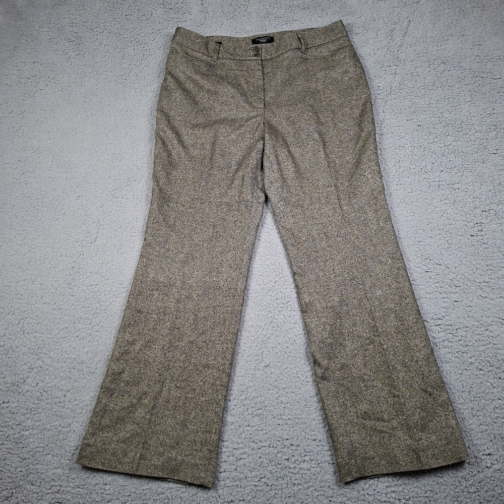 Talbots Heritage Petites Tweed Wool Blend Straight Leg Dress Pants 14P Brown
